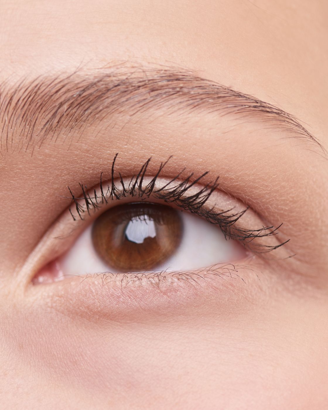 Close-up of an eye with long, defined lashes